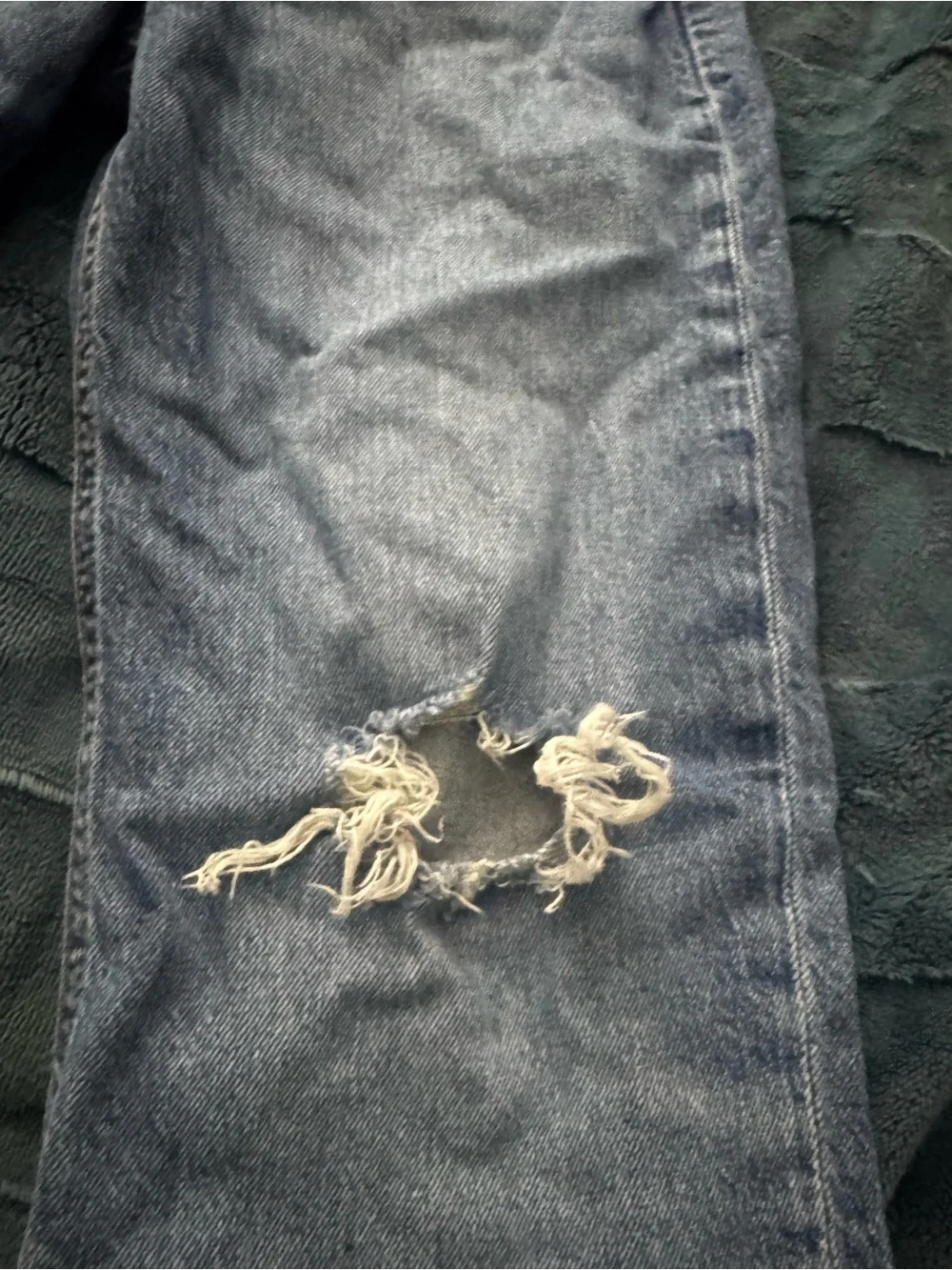 Kids Distressed Blue Denim Jeans - Relaxed Straight Fit
